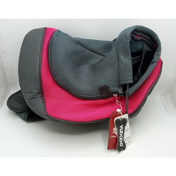 Pet Dog Sling Carrier Mesh Bag Puppy or Small Dog Pink/Grey - Picture 1 of 4